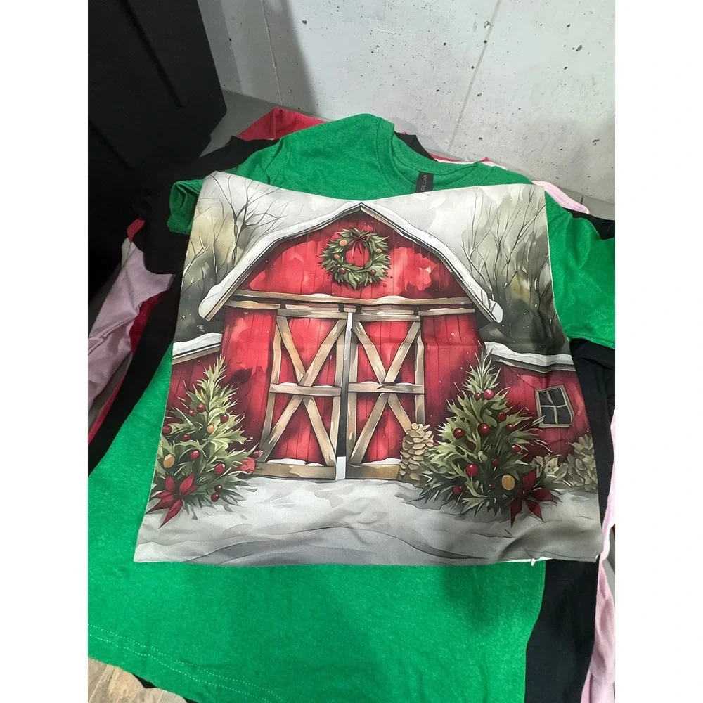 Christmas Red Barn Holiday Pillow Cover 18x18 Rustic Farmhouse Winter Decor‎